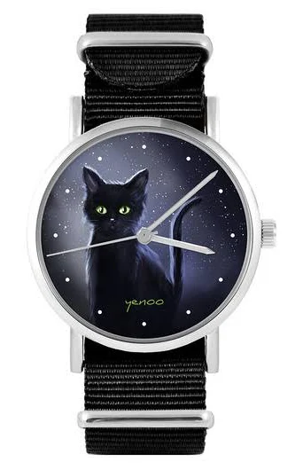 yenoo Zegarek Czarny kot