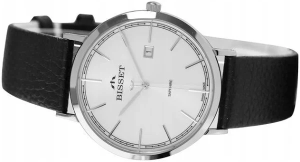 Szwajcarski Zegarek męski Bisset BIS1330 szafir data box +Grawer