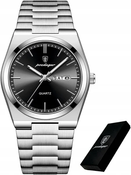 Zegarek Srebrny Męski Na Bransolecie Poedagar Pudełko Datownik