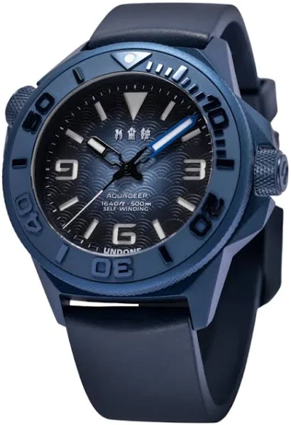 Niebieski męski zegarek Undone Watches z gumowym paskiem Undone × THE HOKUSAI-KAN MUSEUM