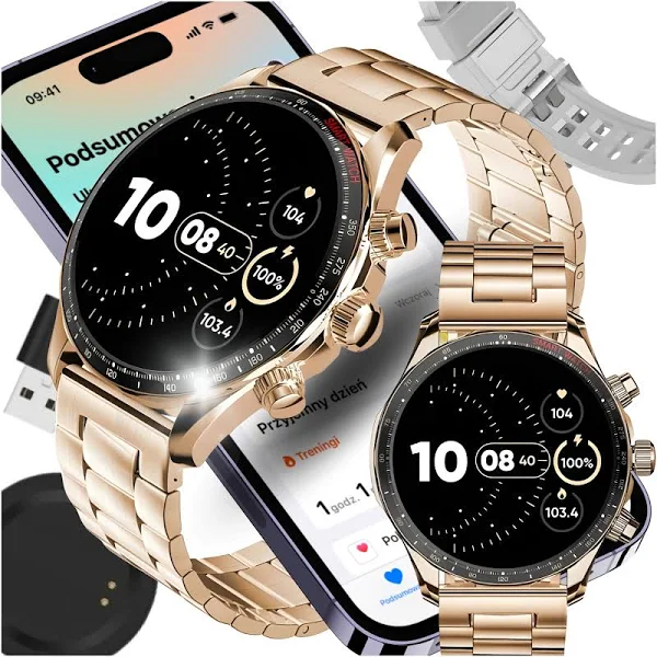 Zegarek Smartwatch Męski Rozmowy Ciśnienie Pogoda Kompas 2 paski 300mAh
