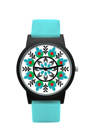 zegarek na silikonowym pasku z grafiką wianuszek