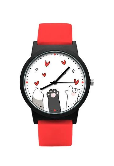 zegarek z silikonowym paskiem kocie łapki
