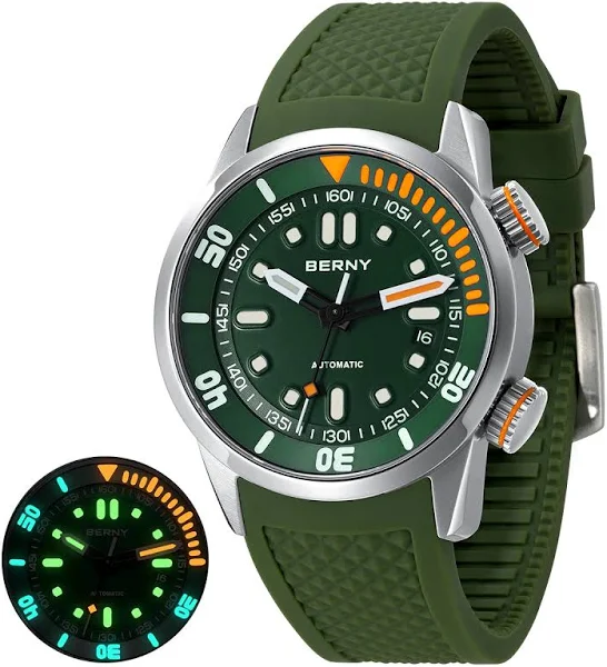 BERNY 20Bar Diver męski zegarek mechaniczny Miyota 8215 Super Luminous szafirowy pływanie