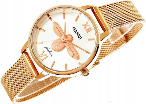 Zegarek Damski Na Bransolecie Motyw Pszczoły Różowe Złoto