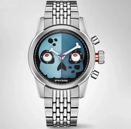 Nowy MERKUR oryginalność zegarek chronografowy z czaszką szafirowy Vintage ręcznie nakręcany zegarek