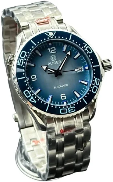 Blger 41mm podwójne w kształcie czaszki męskie zegarek do nurkowania zielone świecące szafirowe