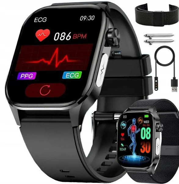 Lazird Smartwatch męski Zegarek Ekg funkcja pomiaru Cukru amoled Ciśnienie Rozmowy