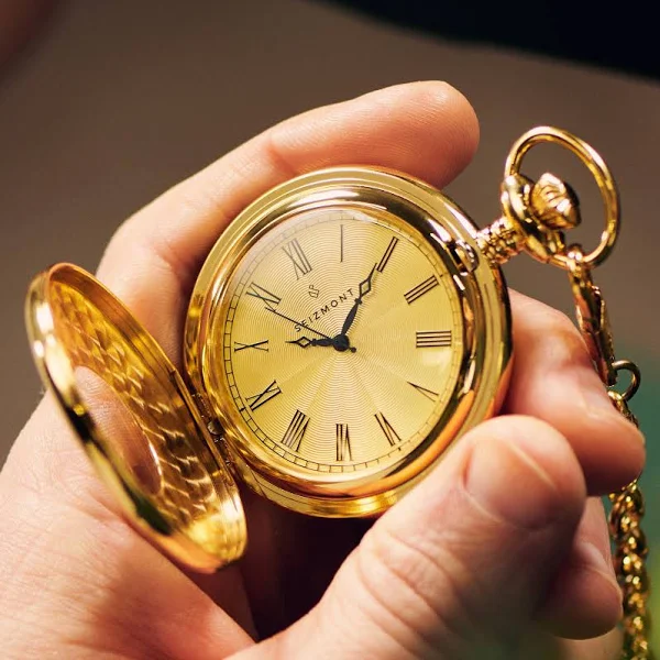 Seizmont Altair Złocisty zegarek kieszonkowy half hunter