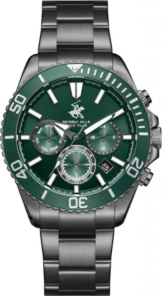 Beverly Hills Polo Club Zegarek męski BEVERLY HILLS BP3721X.070 zielony fashion