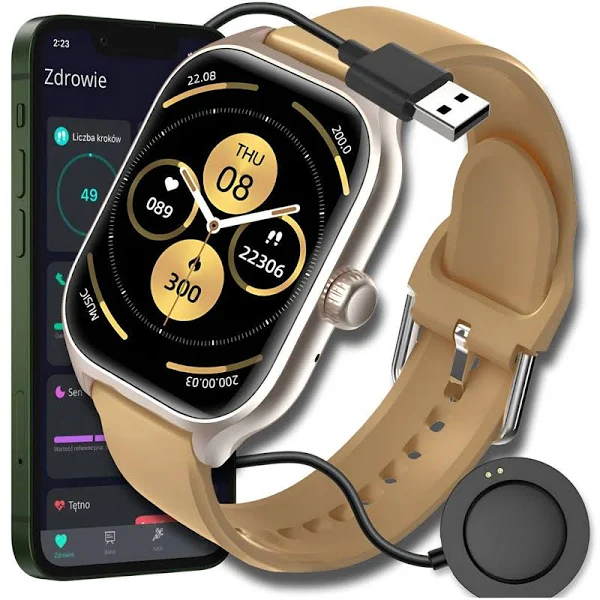ZeeTech Smartwatch Damski Męski Zegarek J.polski Rozmowy Tętno Ciśnienie Tlen Sport