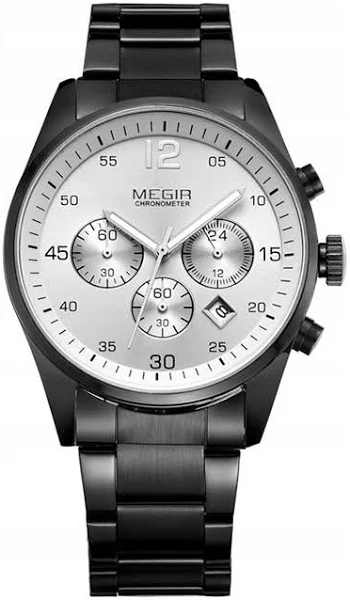 Zegarek męski Megir czarny bransoleta chronograf z2010