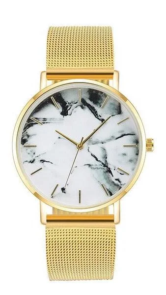 Nordic Zegarek kwarcowy z marmuru Czarny