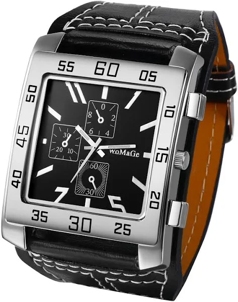 JewelryWe męski zegarek analogowy kwarcowy zegarek na rękę męski klasyczny retro prostokątny biznesowy zegarek na co dzień ze skórzanym paskiem