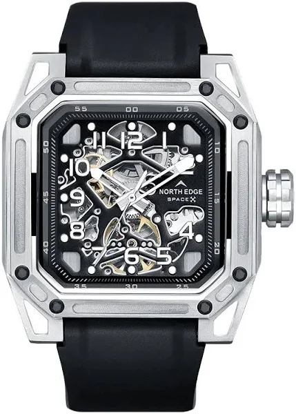 NORTH EDGE męskie zegarki mechaniczne szkielet ze stali nierdzewnej automatyczny zegarek dla