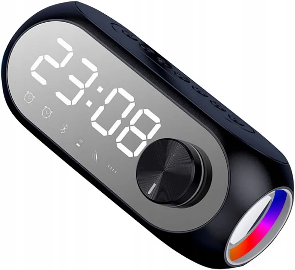 Głośnik Bezprzewodowy Z Lustrem Bluetooth 5.0 Budzik Radio Rgb Zegar Alarm