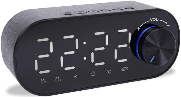 Zegar elektroniczny z głośnikiem bezprzewodowy bluetooth BT alarm budzik radio
