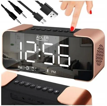 Budzik Zegar Bluetooth Radio Fm Przenośny Aux Usb Budzik Domowy