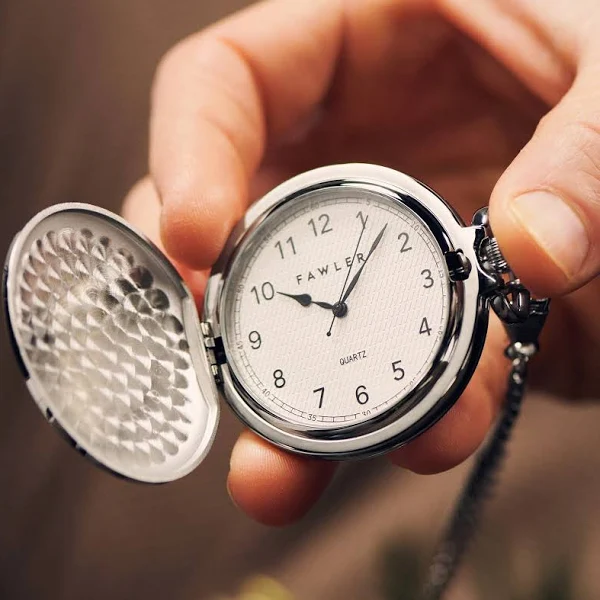 Fawler Easton Srebrzysty zegarek kieszonkowy