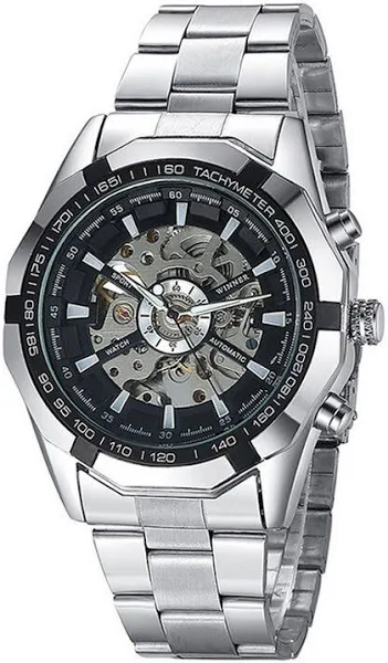 Zegarek Mechaniczny Męski Automatyczny Stalowy Luksusowy Winner Pudełko