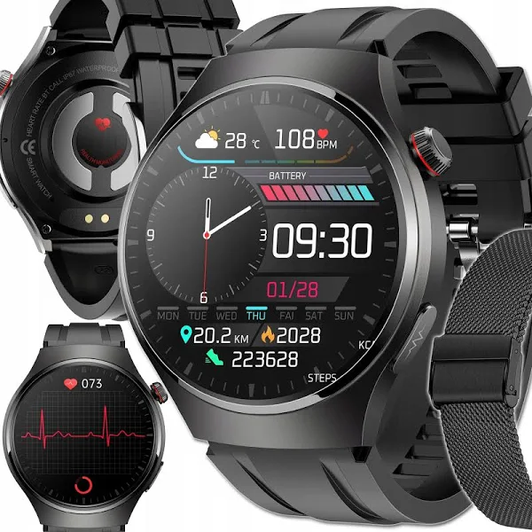 Zegarek Męski Smartwatch Dla Seniora Ekg Pomiar Cukru Ciśnienie Temperatura