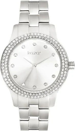 Srebrny zegarek zdobiony kryształkami