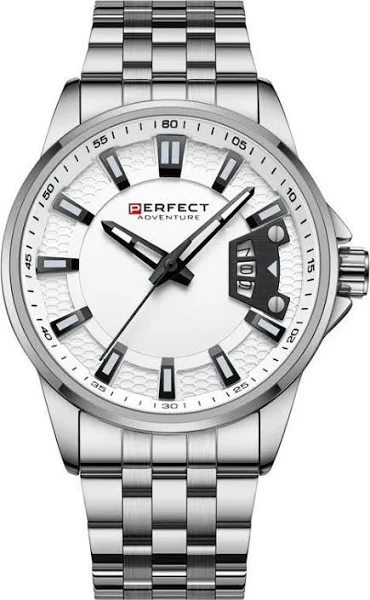 Srebrny zegarek męski bransoleta duży solidny Perfect M144
