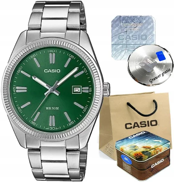 Zegarek męski Casio Klasyczny z datownikiem stalowy WR50m