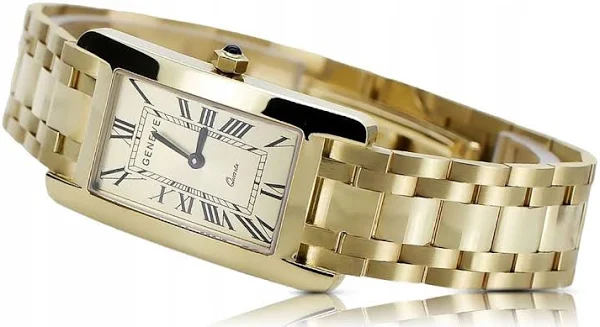 Prześliczny 14K złoty męski zegarek Geneve mw089y