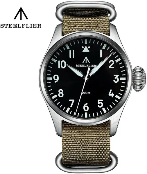 Nowy STEELFLIER SF743 VH31 zegarek kwarcowy Pilot cebula korona ze stali nierdzewnej BGW9 Luminous