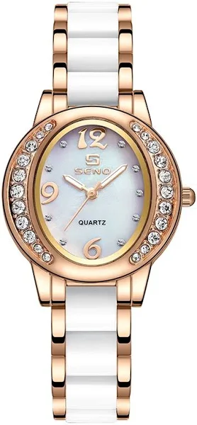 Zegarki kwarcowe SENO zegarek ceramiczny moda biżuteria damska zegarek dla kobiet imitacja zegarek