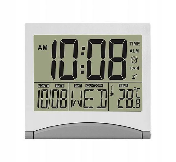 zegar z budzikiem i termometrem LTC06 srebrny / LxLTC06
