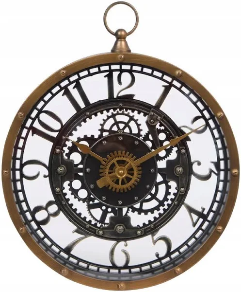 Zegar ścienny z widocznym mechanizmem cyfry arabskie na baterie średnica 27