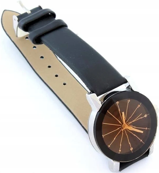 Damski zegarek złoty retro czarny pasek zg17a
