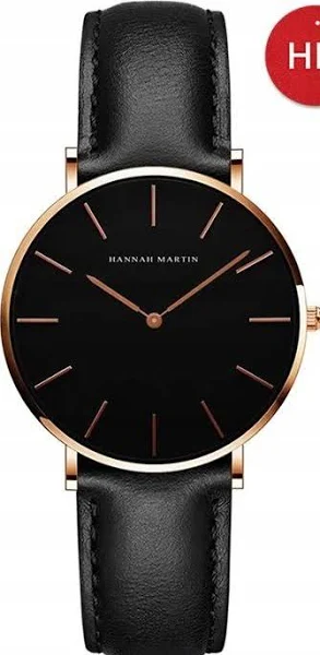 Olivier Sanders Skórzany Zegarek Damski Czarny