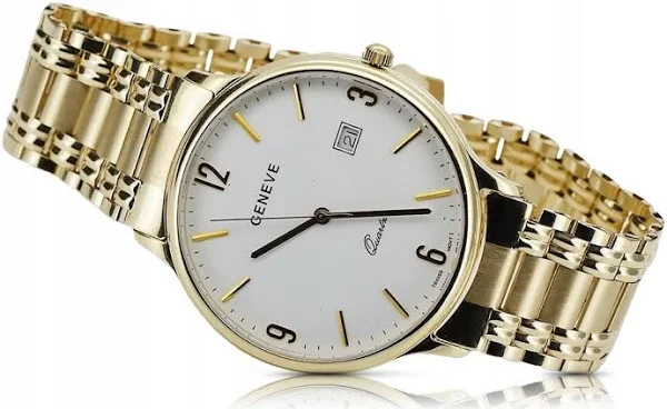 Złoty 14k zegarek męski z bransoletą Geneve mw017y&mbw012y