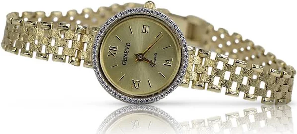 Prześliczny 14k 585 złoty damski zegarek Geneve lw039y