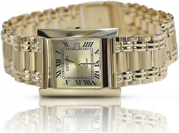Złoty zegarek 14k 585 z bransoletą męski Geneve mw009y&mbw006y