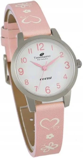 Zegarek analogowy dziewczęcy różowy na pasku Timemaster 013/03