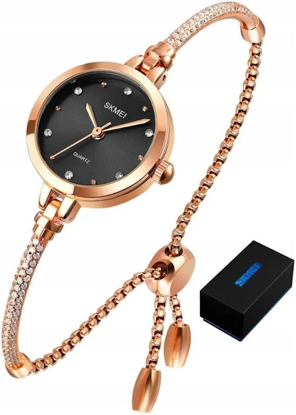 Mały Zegarek Damski Skmei Złoty Cyrkonie