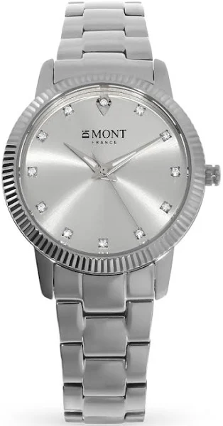 DiMONT Zegarek damski srebrny z cyrkoniami City 1018.15M.BSSS
