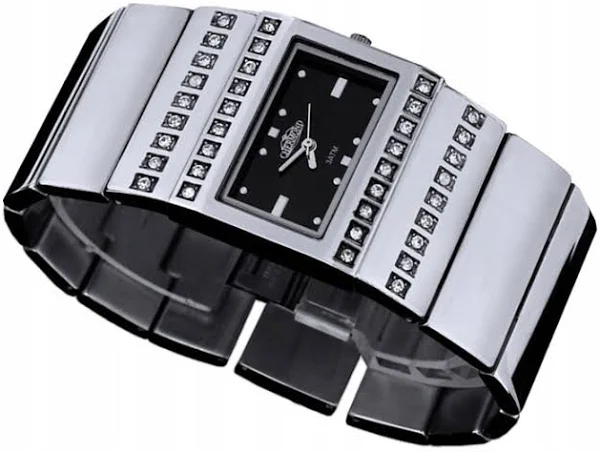 Damski Zegarek Na Szerokiej Bransolecie Cyrkonie