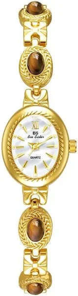 Luksusowe eleganckie zegarki dla kobiet złota bransoletka bursztynowa biżuteria kwarcowy owalny