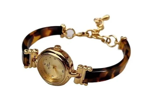 Bursztynowa bransoletka zegarek damski luksusowa delikatna bransoletka mały zegarek kwarcowy