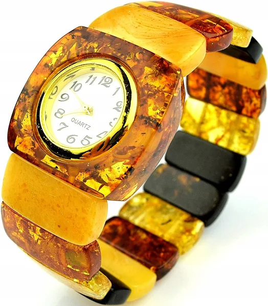 Zegarek Z Bursztynu Miodowo Pomarańczowy
