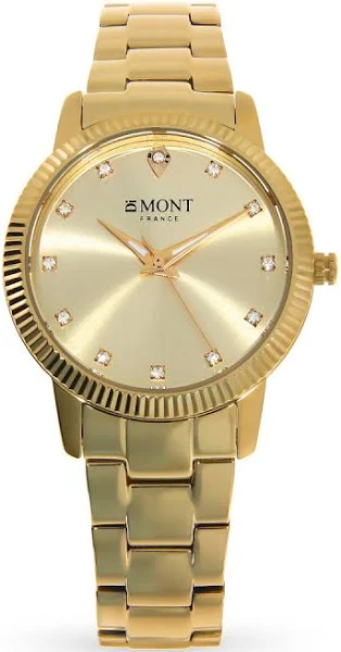 DiMONT Zegarek damski złoty z cyrkoniami City 1018.15M.BGGG