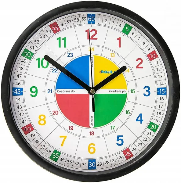 Zegar Edukacyjny Nauczycielski Z Szybką 1 Bezgłośny Mechanizm