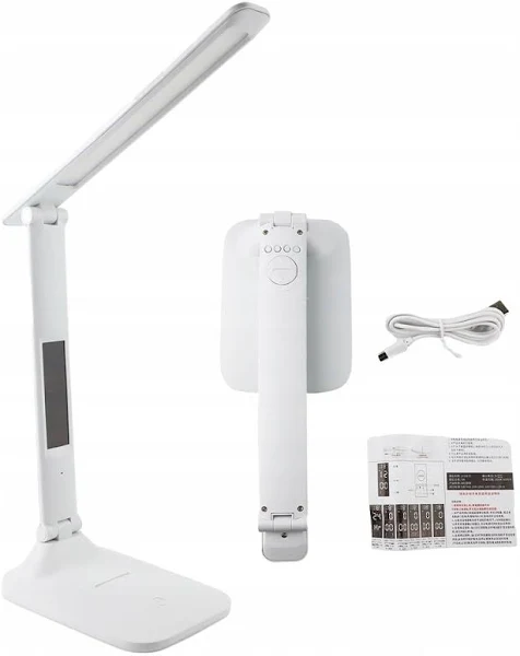 Lampka Biurkowa Szkolna na Biurko Zegar Temp Data