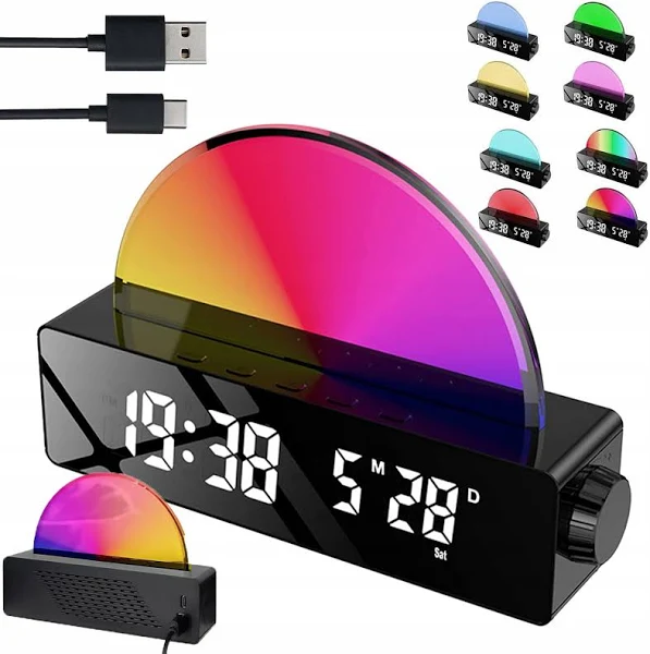 Zegar Zegarek Budzik Lampka Nocna Elektorniczna Led 5W1 Termometr Cyfrowy