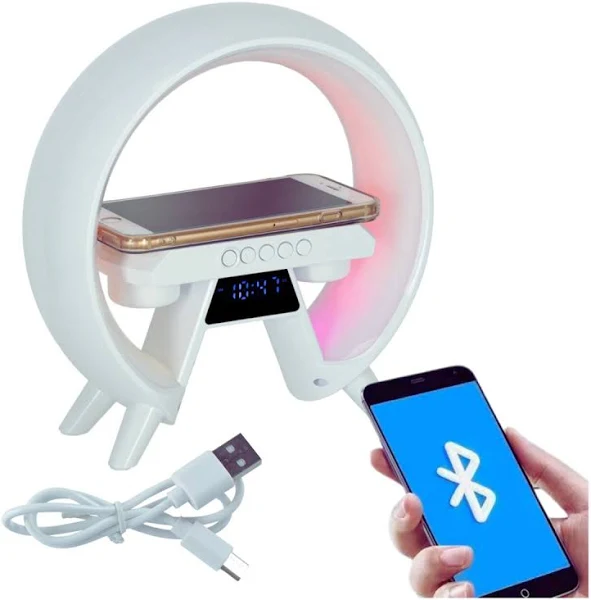 Lampka Na Biurko Led Rgb Gamingowa Ładowarka Indukcyjna Budzik Zegar